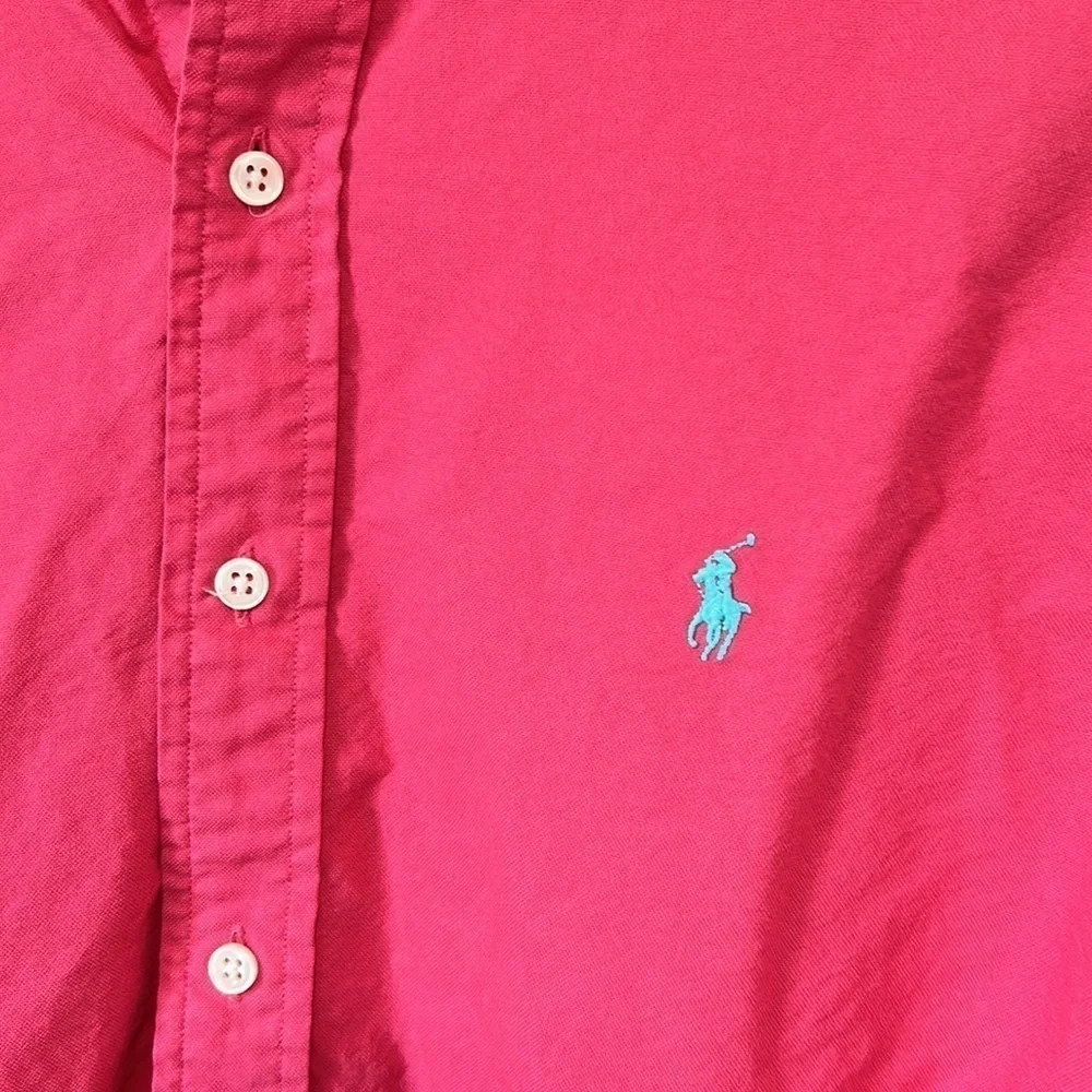 Polo Ralph Lauren Mens logo embroidered cotton button down shirt Pink Sz L